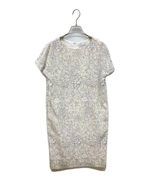 MACKINTOSH LONDON（マッキントッシュ ロンドン）MACKINTOSH LONDON (マッキントッシュ ロンドン) 花柄フレンチスリーブワンピース アイボリー サイズ:40の古着・服飾アイテム
