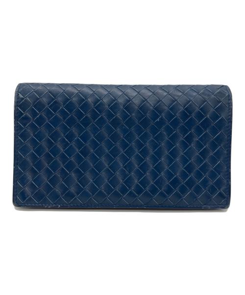 BOTTEGA VENETA（ボッテガベネタ）BOTTEGA VENETA (ボッテガベネタ) イントレチャート ロングウォレット ブルーの古着・服飾アイテム