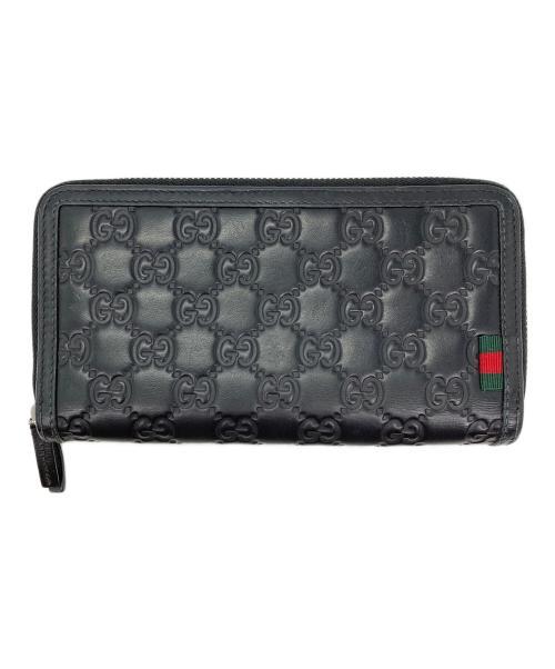 GUCCI（グッチ）GUCCI (グッチ) ラウンドジップ ロングウォレット ブラックの古着・服飾アイテム