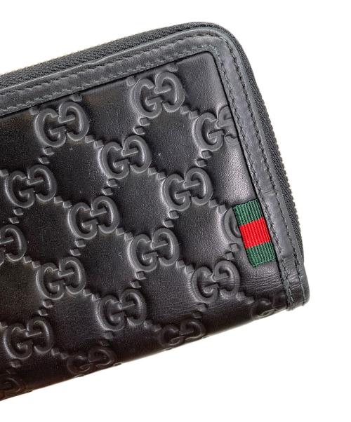 GUCCI（グッチ）GUCCI (グッチ) ラウンドジップ ロングウォレット ブラックの古着・服飾アイテム