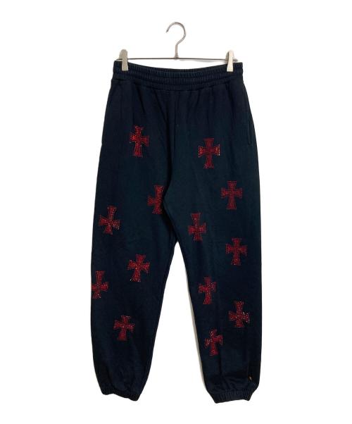 unknown（アンノーン）Unknown (アンノウン) Cross Rhinestone Jogger Pants ブラック サイズ:Mの古着・服飾アイテム