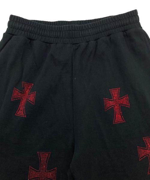 unknown（アンノーン）Unknown (アンノウン) Cross Rhinestone Jogger Pants ブラック サイズ:Mの古着・服飾アイテム