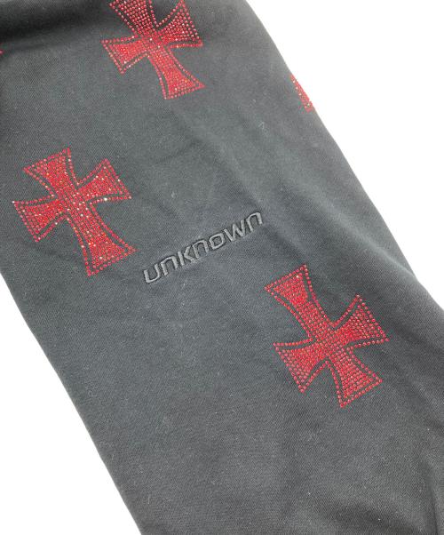 unknown（アンノーン）Unknown (アンノウン) Cross Rhinestone Jogger Pants ブラック サイズ:Mの古着・服飾アイテム