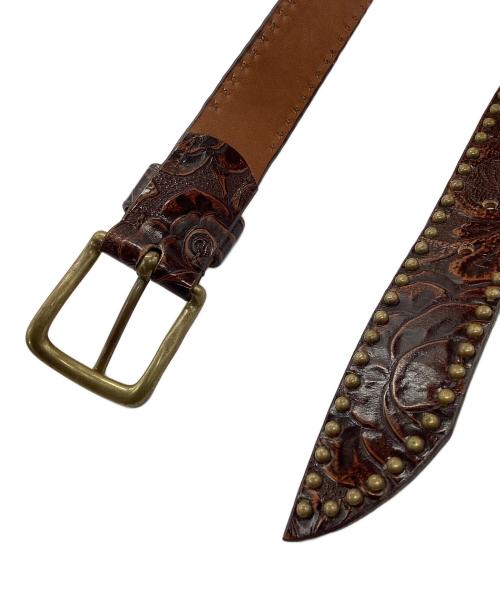 J&M DAVIDSON（ジェイ＆エム デヴィッドソン）J&M DAVIDSON (ジェイ＆エム デヴィッドソン) スタッズレザーベルト ブラウン サイズ:30/75の古着・服飾アイテム