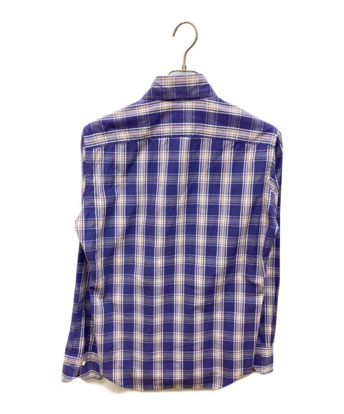 finamore（フィナモレ）Finamore (フィナモレ) チェックシャツ カッタウェイ ネイビー サイズ:Mの古着・服飾アイテム