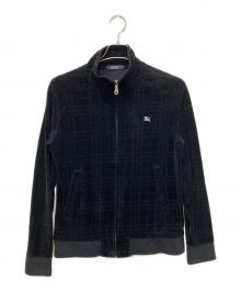 BURBERRY BLACK LABEL（バーバリーブラックレーベル）の古着「ベロアトラックジャケット」｜ブラック