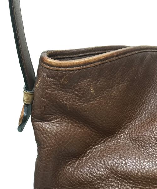 LOEWE（ロエベ）LOEWE (ロエベ) ロゴレザーセミショルダーバッグ ブラウンの古着・服飾アイテム