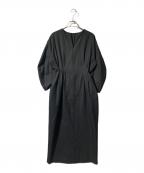 VERMEIL par ienaヴェルメイユ パー イエナ）の古着「P/Ryツイルウエストシェイプワンピース」｜ブラック