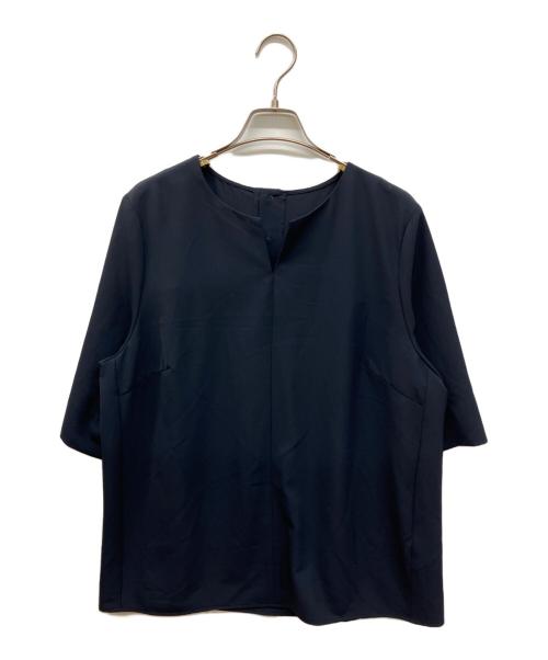 23区（ニジュウサンク）23区 (ニジュウサンク) ハイストレッチツイル ブラウス ネイビー サイズ:46の古着・服飾アイテム