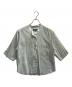 MARGARET HOWELL（マーガレットハウエル）の古着「HAIRLINE STRIPE COTTON LINEN SHIRT」｜ライトグリーン