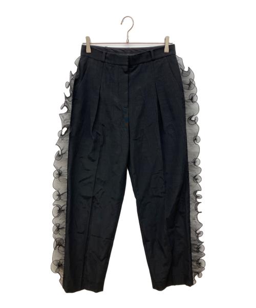 STELLA McCARTNEY（ステラマッカートニー）STELLA McCARTNEY (ステラマッカートニー) サイドフリルフロントプリーツパンツ　タックパンツ ブラック サイズ:40の古着・服飾アイテム