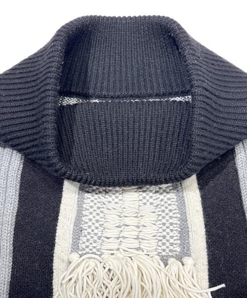 Mame Kurogouchi（マメクロゴウチ）mame kurogouchi (マメクロゴウチ) ケーブルステッチフリンジニットスカート ブラック×グレー サイズ:1の古着・服飾アイテム