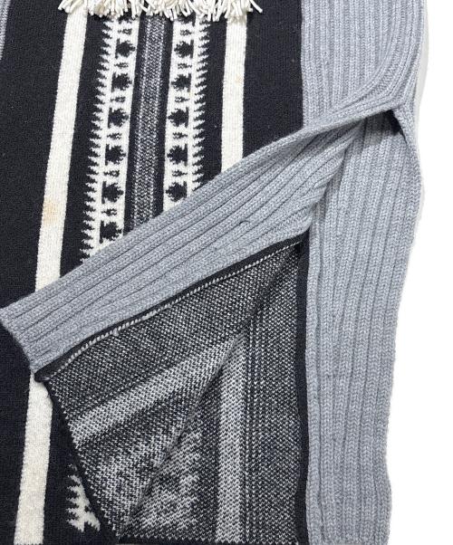 Mame Kurogouchi（マメクロゴウチ）mame kurogouchi (マメクロゴウチ) ケーブルステッチフリンジニットスカート ブラック×グレー サイズ:1の古着・服飾アイテム