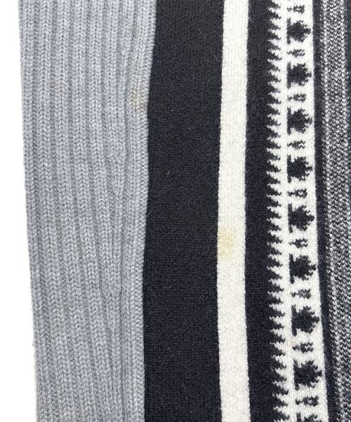 Mame Kurogouchi（マメクロゴウチ）mame kurogouchi (マメクロゴウチ) ケーブルステッチフリンジニットスカート ブラック×グレー サイズ:1の古着・服飾アイテム