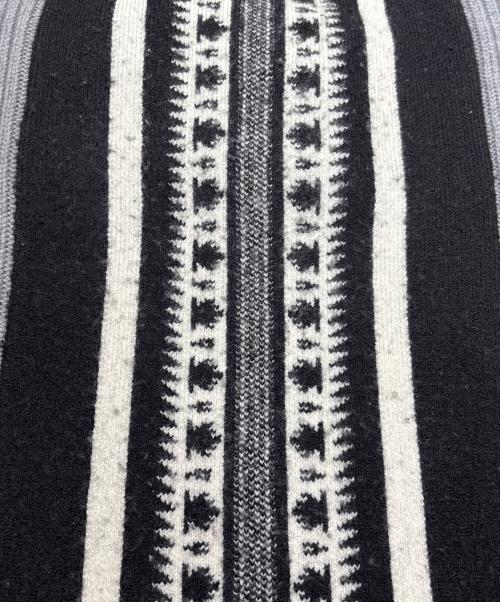 Mame Kurogouchi（マメクロゴウチ）mame kurogouchi (マメクロゴウチ) ケーブルステッチフリンジニットスカート ブラック×グレー サイズ:1の古着・服飾アイテム