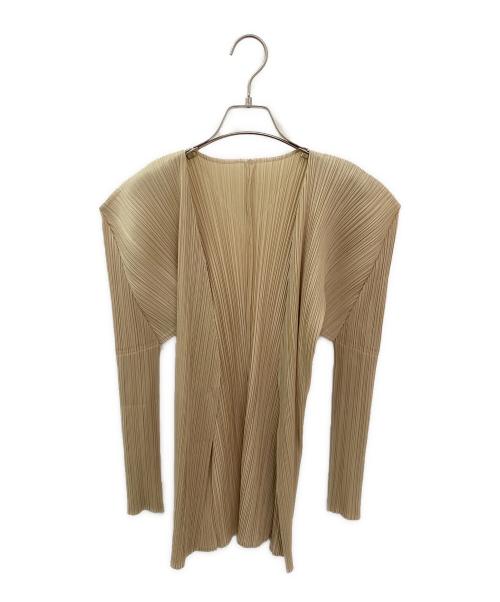 PLEATS PLEASE（プリーツプリーズ）PLEATS PLEASE (プリーツプリーズ) プリーツカーディガン ベージュ サイズ:3の古着・服飾アイテム