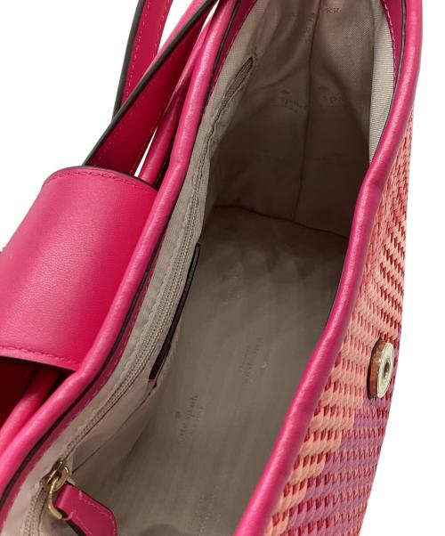 Kate Spade（ケイトスペード）Kate Spade (ケイトスペード) リーガンウーヴンストローバケットバッグ ピンク サイズ:下記参照の古着・服飾アイテム