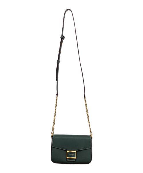 Kate Spade（ケイトスペード）Kate Spade (ケイトスペード) ケイティテクスチャードレザーフラップチェーンクロスボディ グリーン サイズ:下記参照の古着・服飾アイテム