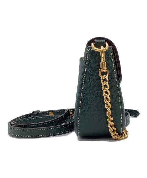 Kate Spade（ケイトスペード）Kate Spade (ケイトスペード) ケイティテクスチャードレザーフラップチェーンクロスボディ グリーン サイズ:下記参照の古着・服飾アイテム