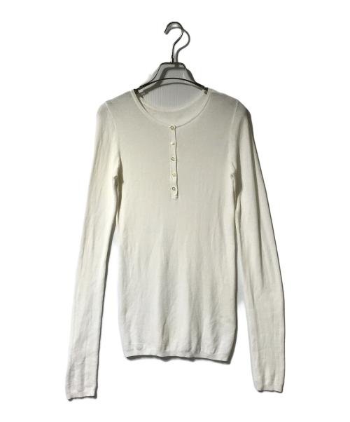 GOOD GRIEF!（グッドグリーフ）GOOD GRIEF! (グッドグリーフ) HENLEY RIB KNIT TOP ホワイト サイズ:Fの古着・服飾アイテム