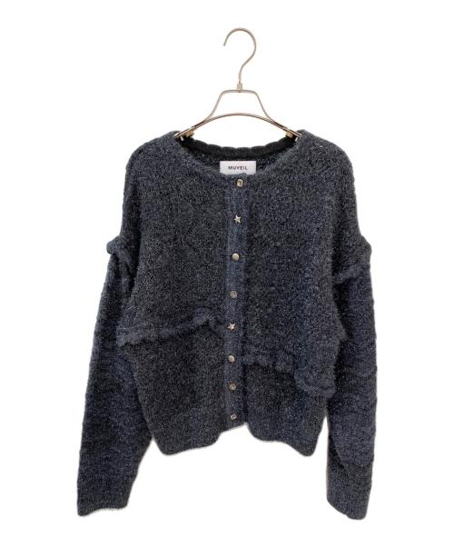 MUVEIL（ミュベール）MUVEIL (ミュベール) ラメパッチワークカーディガン グレー サイズ:38の古着・服飾アイテム