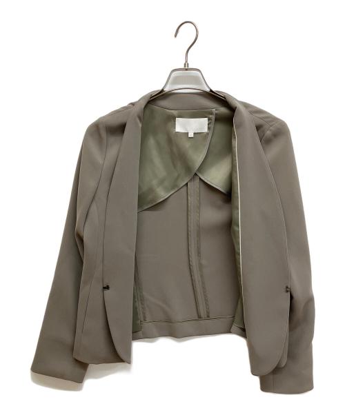 自由区（ジユウク）自由区 (ジユウク) トリアセダブルクロスノーカラー ジャケット グレー サイズ:40の古着・服飾アイテム