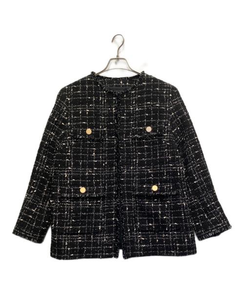 23区（ニジュウサンク）23区 (ニジュウサンク) GIOLICAツイードジャケット ブラック サイズ:38の古着・服飾アイテム