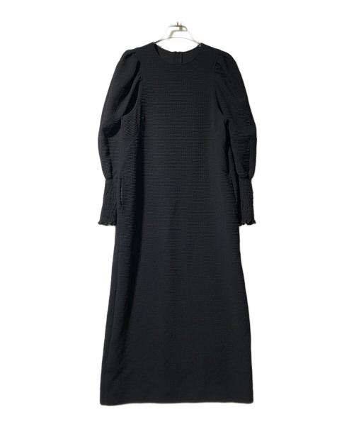 Noble（ノーブル）Noble (ノーブル) クレープマテリアルボリュームスリーブワンピース ブラック サイズ:ＦＲＥＥの古着・服飾アイテム