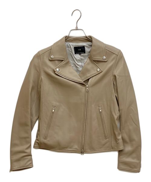 23区（ニジュウサンク）23区 (ニジュウサンク) シープレザーライダースジャケット ベージュ サイズ:36の古着・服飾アイテム