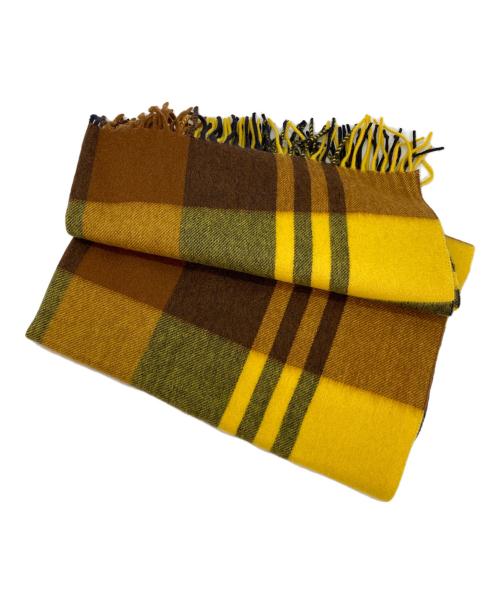 JOSHUA ELLIS（ジョシュア エリス）Joshua Ellis (ジョシュア エリス) チェックカシミヤ大判ストール イエローの古着・服飾アイテム
