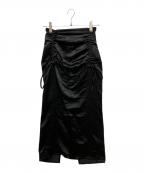 MAISON SPECIALメゾンスペシャル）の古着「Satin Shirring Tight Skirt　サテンシャーリングタイトスカート　ロングスカート」｜ブラック