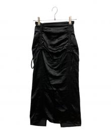 MAISON SPECIAL（メゾンスペシャル）の古着「Satin Shirring Tight Skirt　サテンシャーリングタイトスカート　ロングスカート」｜ブラック