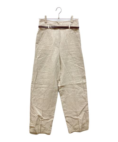 DES PRES（デ プレ）DES PRES (デ プレ) プレーンリネン ハイウエストセミワイドパンツ ベージュ サイズ:36の古着・服飾アイテム