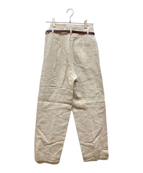 DES PRES（デ プレ）DES PRES (デ プレ) プレーンリネン ハイウエストセミワイドパンツ ベージュ サイズ:36の古着・服飾アイテム