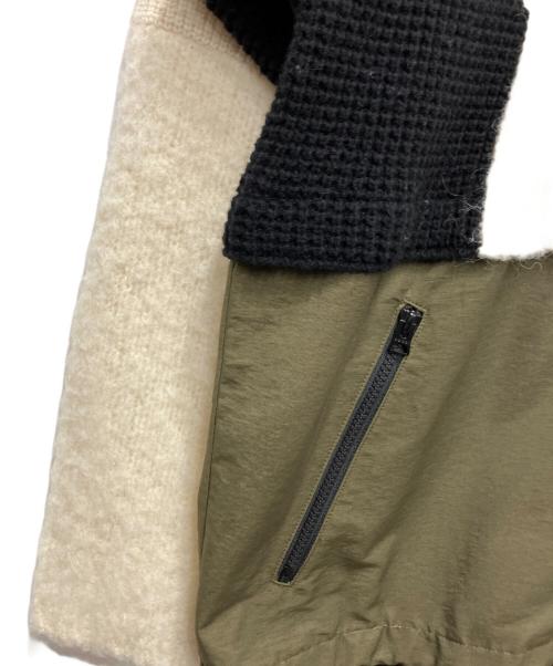 sacai（サカイ）sacai (サカイ) Wool Knit Hoodie ホワイト×オリーブ サイズ:1の古着・服飾アイテム