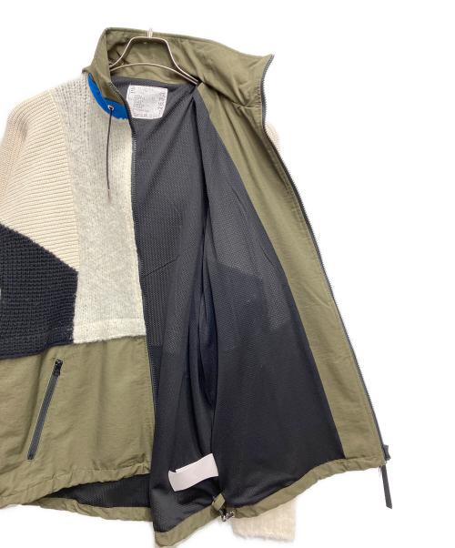 sacai（サカイ）sacai (サカイ) Wool Knit Hoodie ホワイト×オリーブ サイズ:1の古着・服飾アイテム