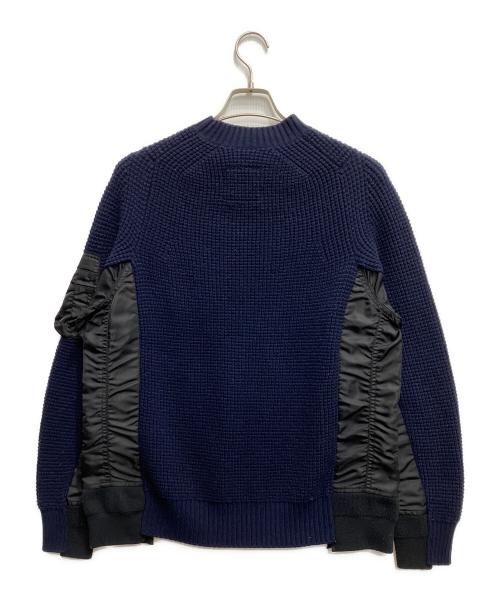sacai（サカイ）sacai (サカイ) Wool Knit Pullove MA-1/デザインニット ネイビー サイズ:1の古着・服飾アイテム