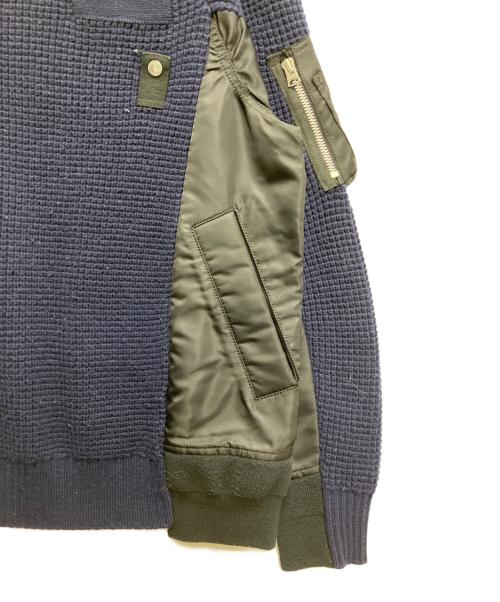 sacai（サカイ）sacai (サカイ) Wool Knit Pullove MA-1/デザインニット ネイビー サイズ:1の古着・服飾アイテム
