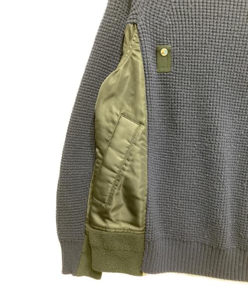 sacai（サカイ）sacai (サカイ) Wool Knit Pullove MA-1/デザインニット ネイビー サイズ:1の古着・服飾アイテム