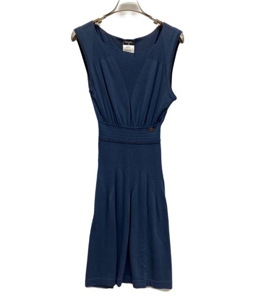 CHANEL（シャネル）CHANEL (シャネル) ニットノースリーブワンピース ブルー サイズ:40の古着・服飾アイテム