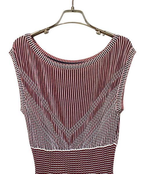 CHANEL（シャネル）CHANEL (シャネル) ニットノースリーブワンピース ブラック/レッド/ホワイト サイズ:40の古着・服飾アイテム