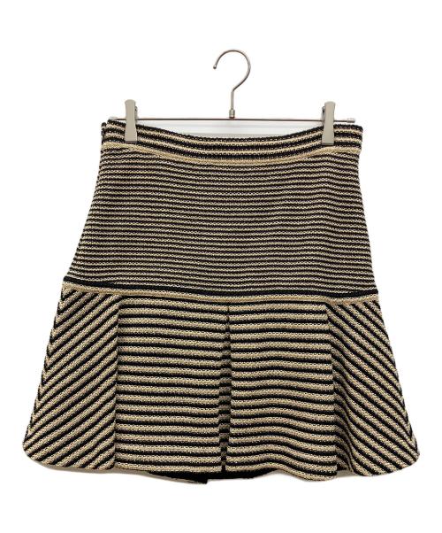 CHANEL（シャネル）CHANEL (シャネル) ココマーク ボーダー ニットスカート ベージュ×ブラック サイズ:40の古着・服飾アイテム