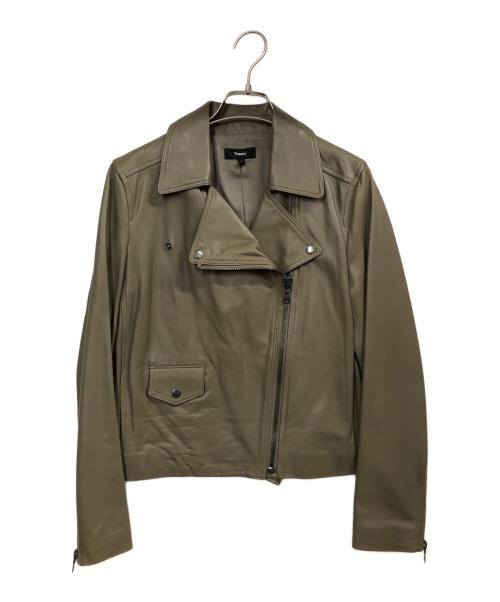 theory（セオリー）theory (セオリー) LUXE LEATHER MOTO JKT カーキ サイズ:Sの古着・服飾アイテム