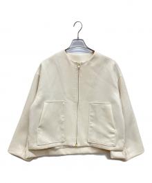 ROPE（ロペ）の古着「きれいめフォルムブルゾン　ジップアップジャケット」｜アイボリー