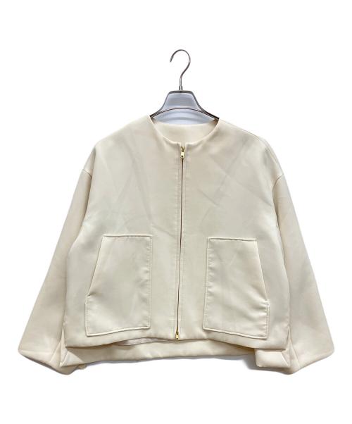 ROPE（ロペ）ROPE (ロペ) きれいめフォルムブルゾン　ジップアップジャケット アイボリー サイズ:38の古着・服飾アイテム