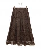 Apuweiser-richeアプワイザーリッシェ）の古着「モール刺しゅうフレアスカート」｜ブラウン