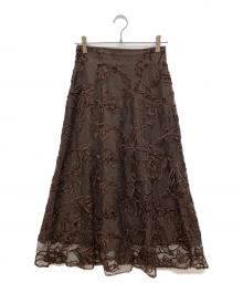 Apuweiser-riche（アプワイザーリッシェ）の古着「モール刺しゅうフレアスカート」｜ブラウン