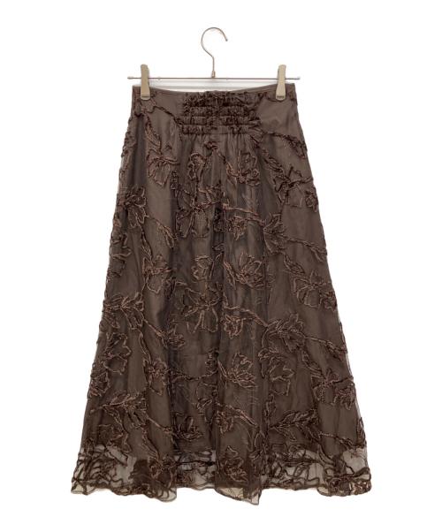 Apuweiser-riche（アプワイザーリッシェ）Apuweiser-riche (アプワイザーリッシェ) モール刺しゅうフレアスカート ブラウン サイズ:1の古着・服飾アイテム