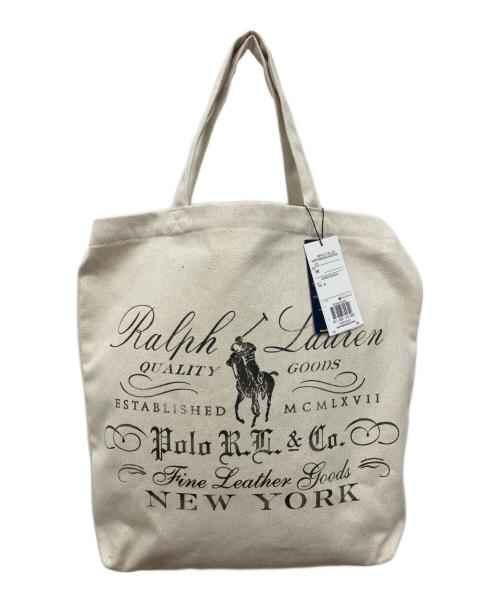 POLO RALPH LAUREN（ポロ・ラルフローレン）POLO RALPH LAUREN (ポロ・ラルフローレン) ヘリテージ コットン ショッパー トート　キャンバス　バッグ アイボリーの古着・服飾アイテム