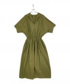 BORDERS at BALCONYボーダーズアットバルコニー）の古着「オープンカラーシャツワンピース」｜カーキ